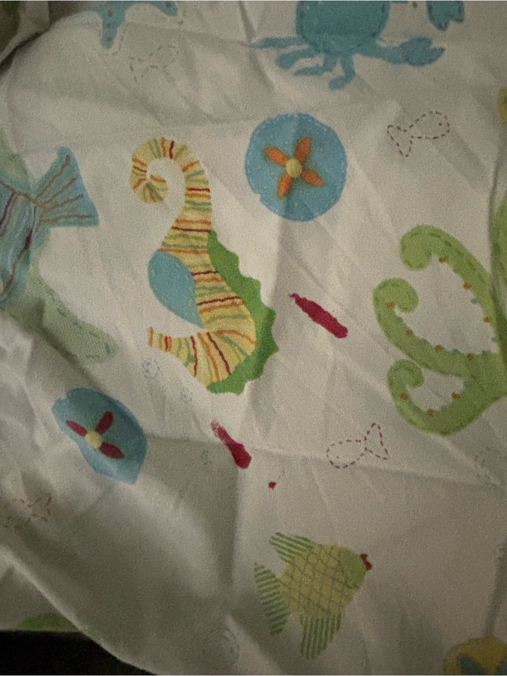 Pottery Barn Twin Sheets Sea Turtle- White with Green & Blue Print - Picture 3 of 3